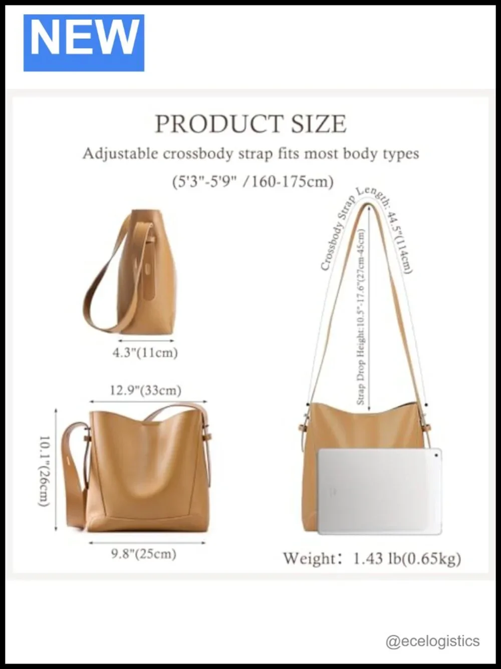 Genuine Leather Tote Bag Women's Slouchy Hobo Crossbody Shoulder Purse Large